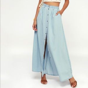 Baez Blue Chambray Maxi Skirt Pistola